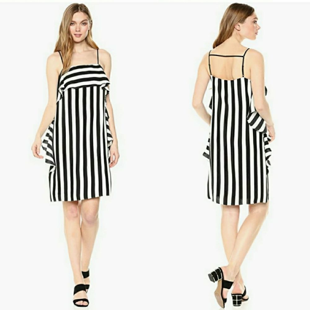 NICOLE MILLER New York Striped Ruffle Dress